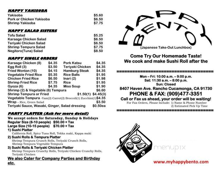 Happy Bento - Rancho Cucamonga, CA