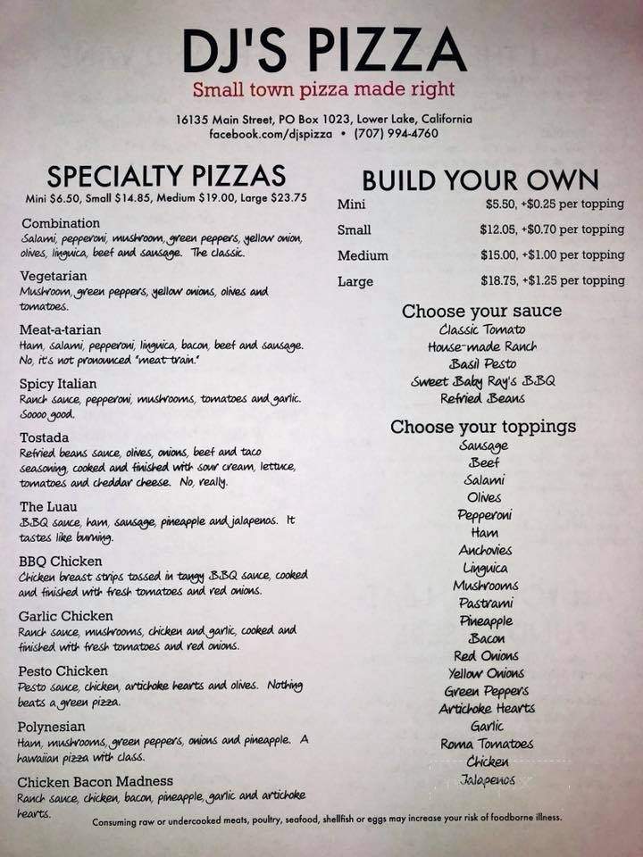 DJ's Pizza - Lower Lake, CA