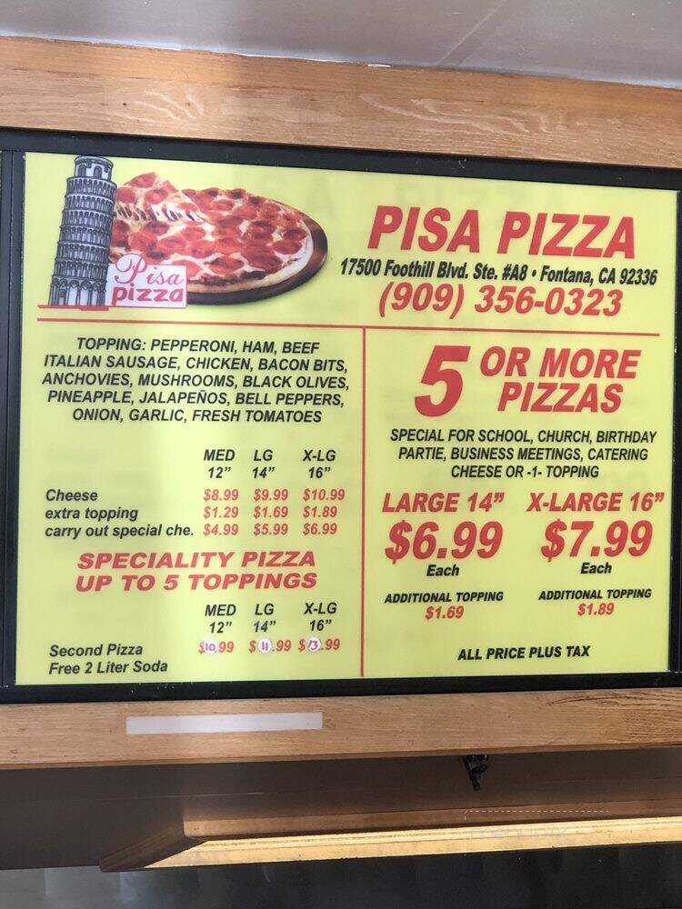 Pisa Pizza - Fontana, CA