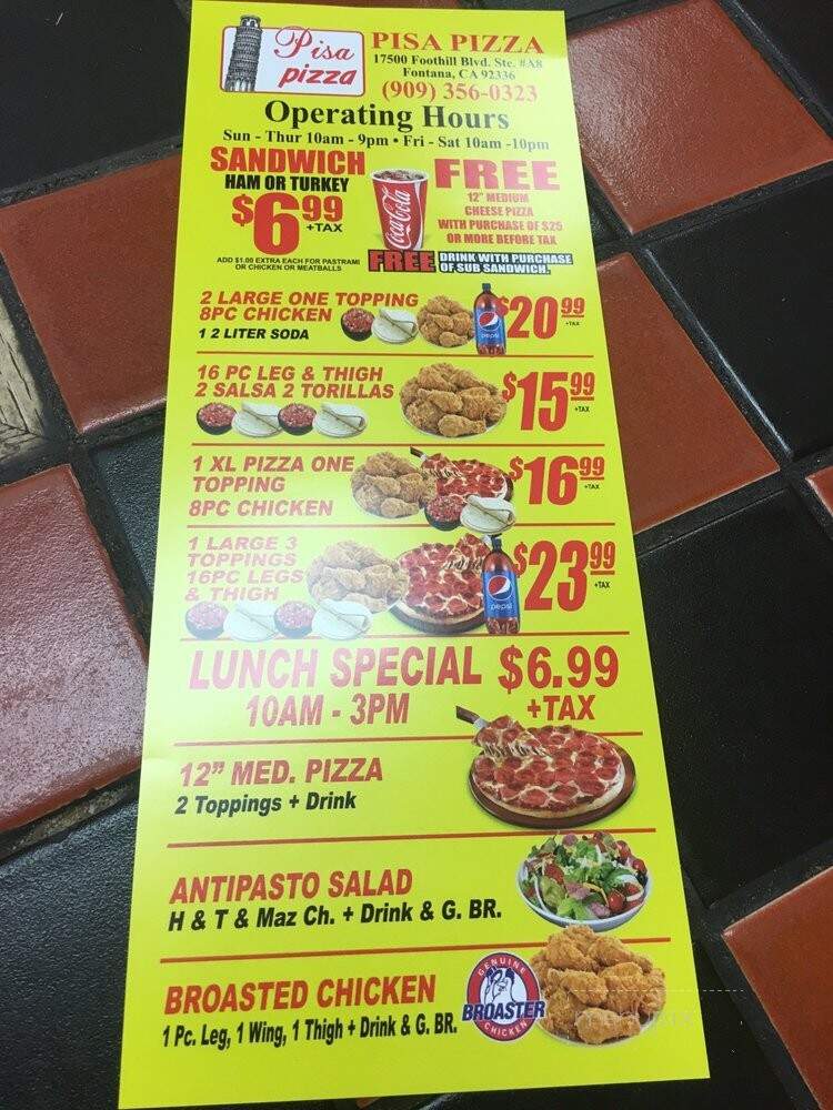 Pisa Pizza - Fontana, CA