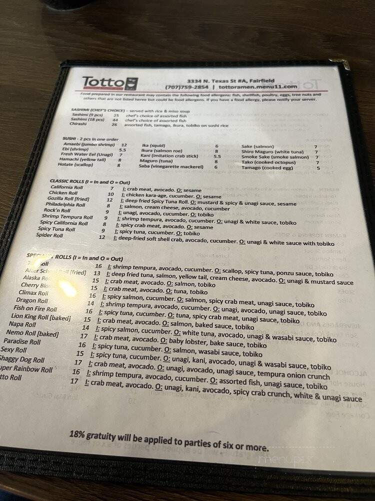 Totto Ramen and Sushi Bar - Fairfield, CA