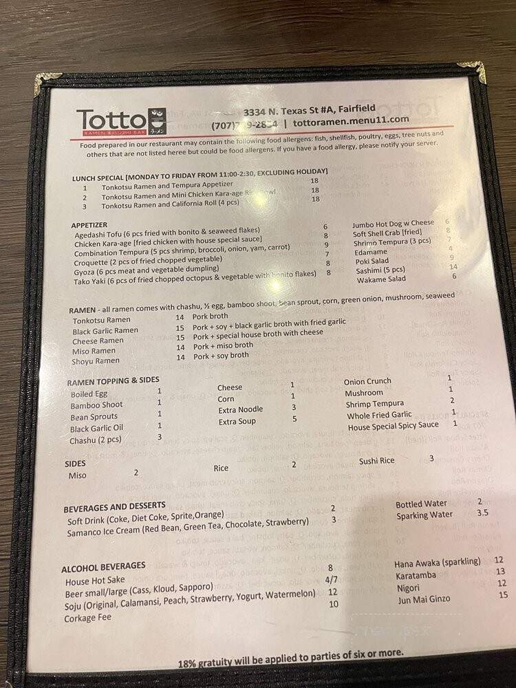 Totto Ramen and Sushi Bar - Fairfield, CA