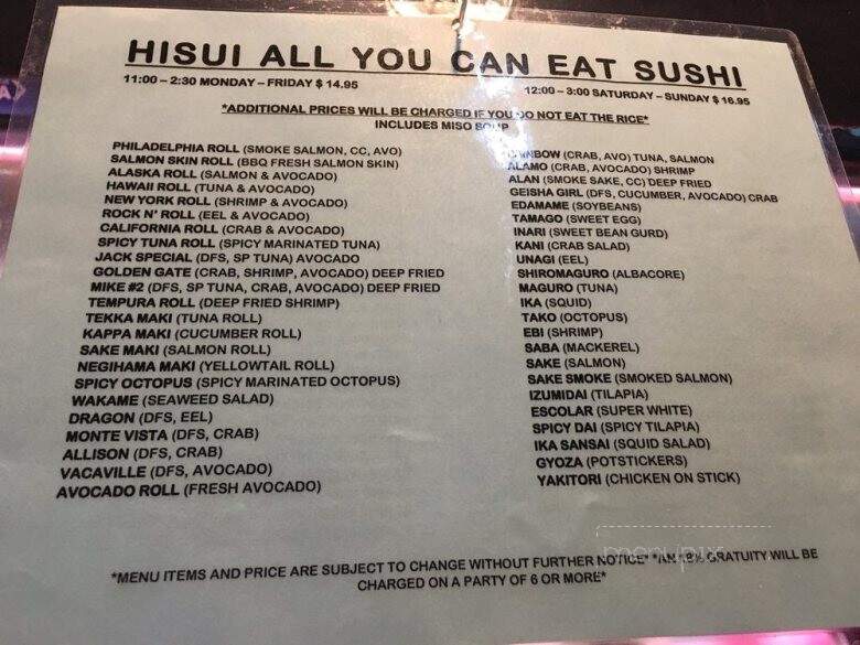 Hisui Japanese Restaurant - Vacaville, CA