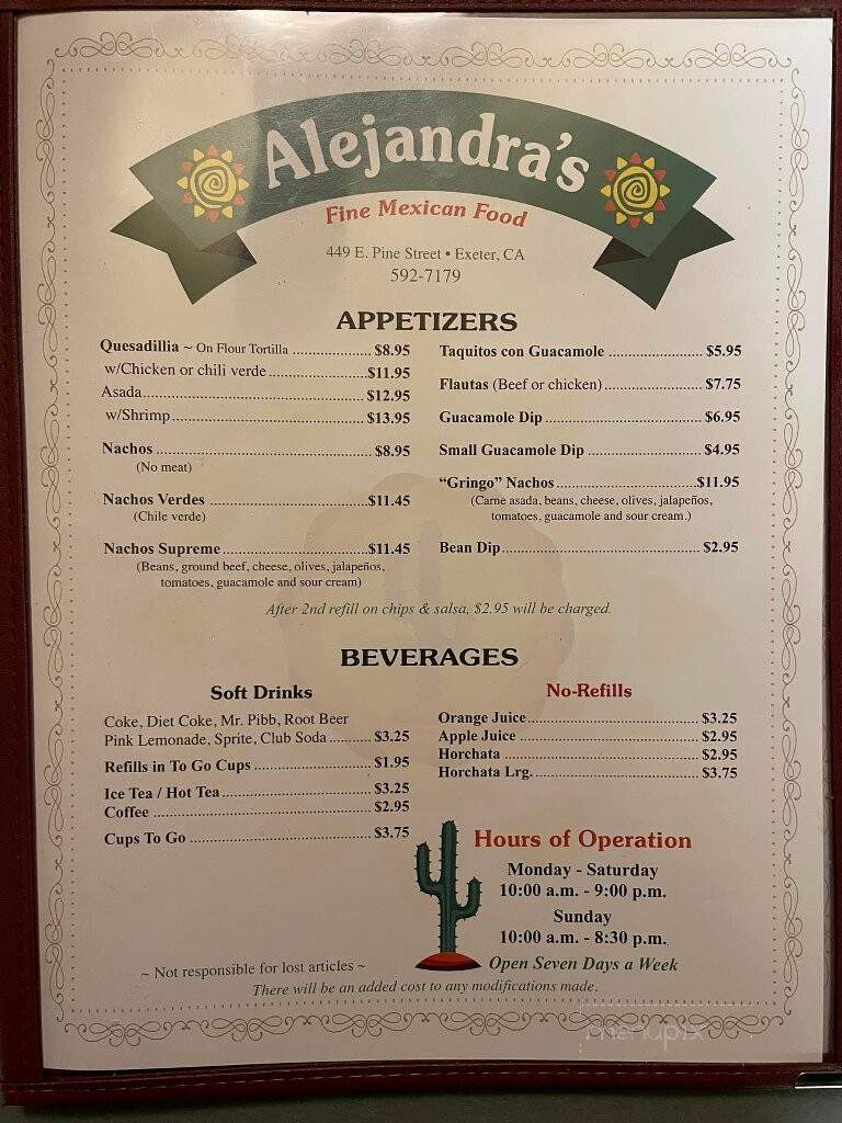 Alejandras Mexican Restaurant - Exeter, CA