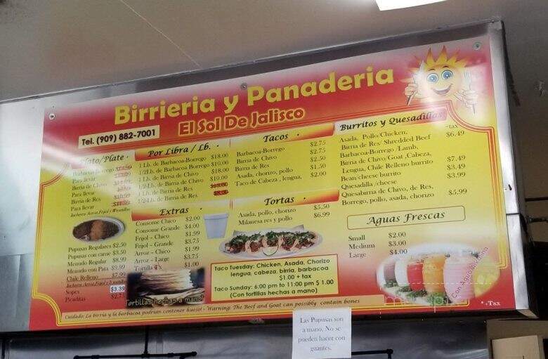 Birrieria Y Panaderia El Sol de Jalisco - San Bernardino, CA