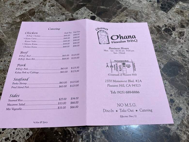 Ohana Hawaiian BBQ - Pleasant Hill, CA