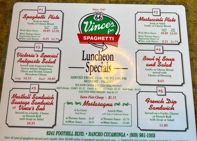 Vince's Spaghetti Express - Rancho Cucamonga, CA