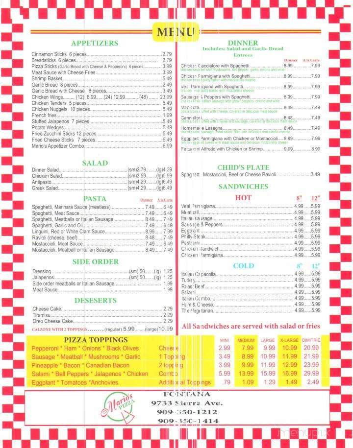 Mario's Pizza - Fontana, CA