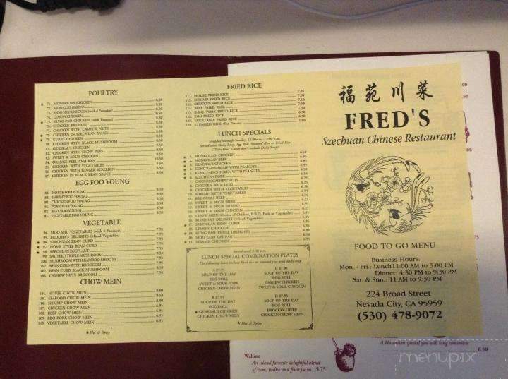 Fred's Szechuan Chinese Restnt - Nevada City, CA