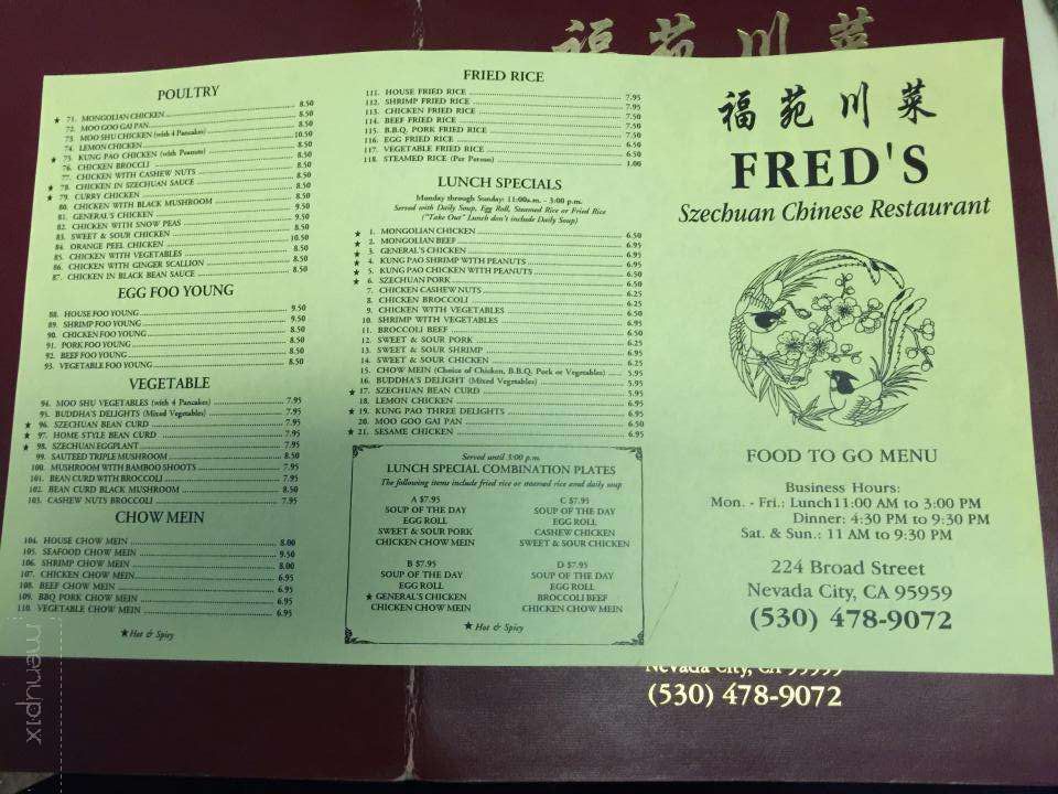 Fred's Szechuan Chinese Restnt - Nevada City, CA